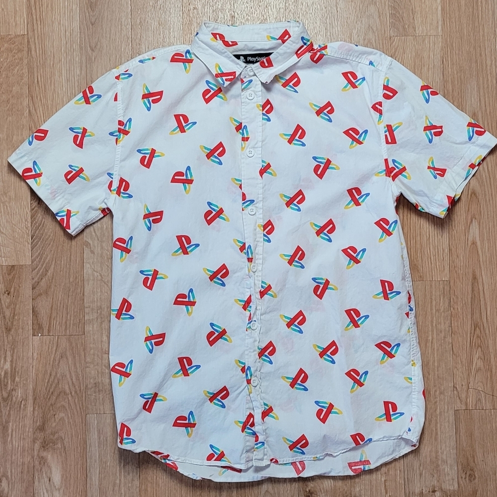 Sony Playstion White Logo Men's Shirt Size Medium